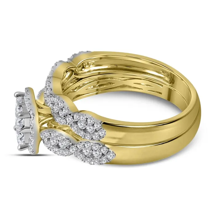 gndatlanta Rings 14k Yellow Gold Princess Diamond Bridal Wedding Ring Set 1 Cttw