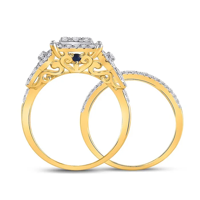 gndatlanta Rings 14k Yellow Gold Round Diamond Bridal Wedding Ring Set 1 Cttw