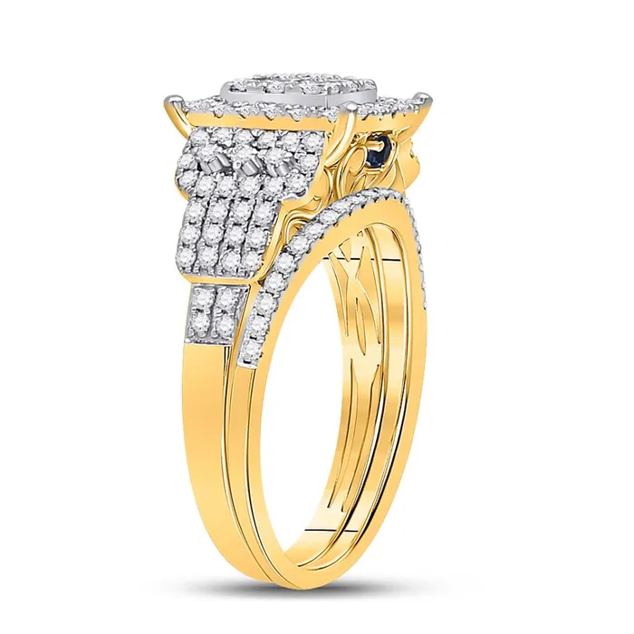 gndatlanta Rings 14k Yellow Gold Round Diamond Bridal Wedding Ring Set 1 Cttw
