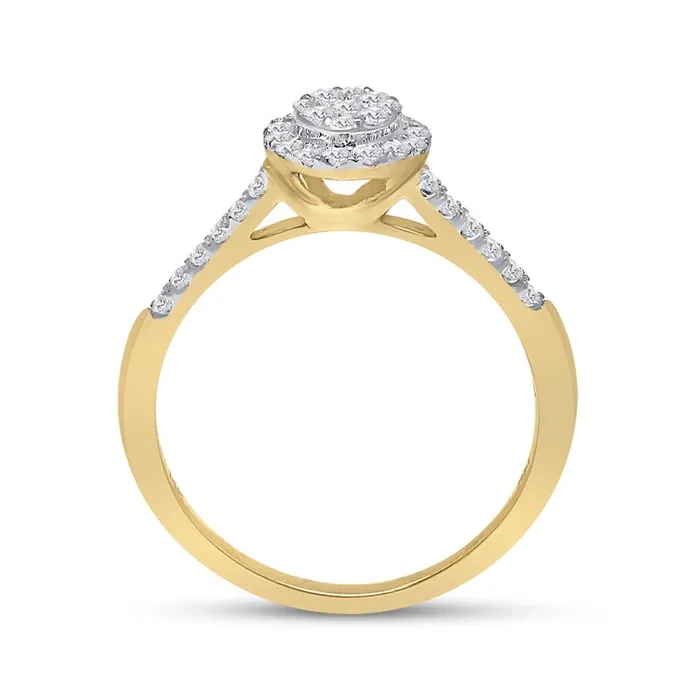 gndatlanta Rings 14k Yellow Gold Round Diamond Cluster Bridal Wedding Ring Set 12 Cttw