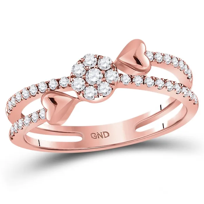 gndatlanta Rings 14kt Rose Gold Round Diamond Finger Wrap Heart Cluster Band Ring 13 Cttw gndatlanta Rings 14kt Rose Gold Round Diamond Finger Wrap Heart Cluster Band Ring 13 Cttw