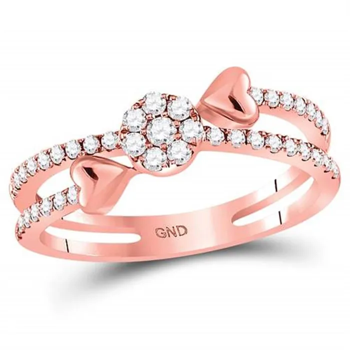 gndatlanta Rings 14kt Rose Gold Round Diamond Finger Wrap Heart Cluster Band Ring 13 Cttw