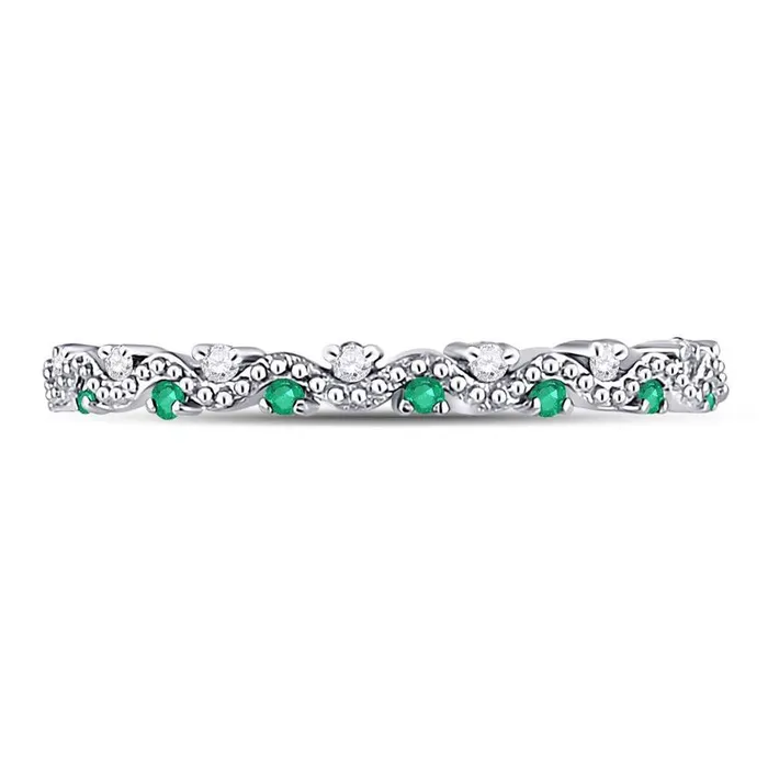 gndatlanta Rings 14kt White Gold Round Emerald Diamond Eternity Stackable Band Ring 14 Cttw gndatlanta Rings 14kt White Gold Round Emerald Diamond Eternity Stackable Band Ring 14 Cttw