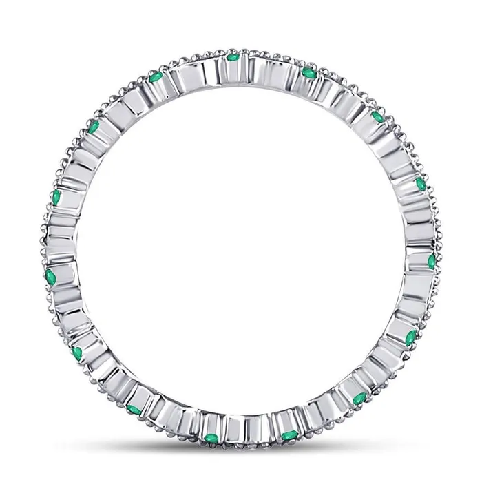 gndatlanta Rings 14kt White Gold Round Emerald Diamond Eternity Stackable Band Ring 14 Cttw