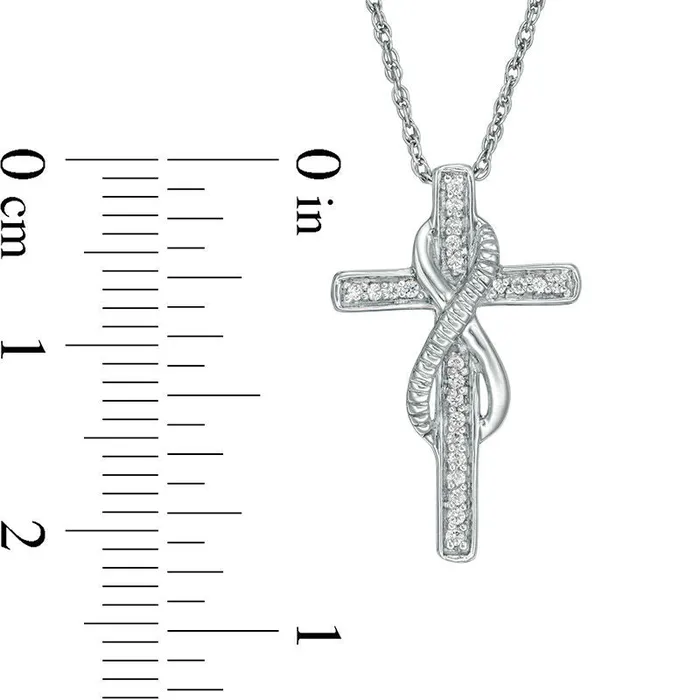 Goldia 01 CT TW Natural Diamond Infinity Cross Pendant in Sterling Silver Necklaces Goldia 01 CT TW Natural Diamond Infinity Cross Pendant in Sterling Silver Necklaces
