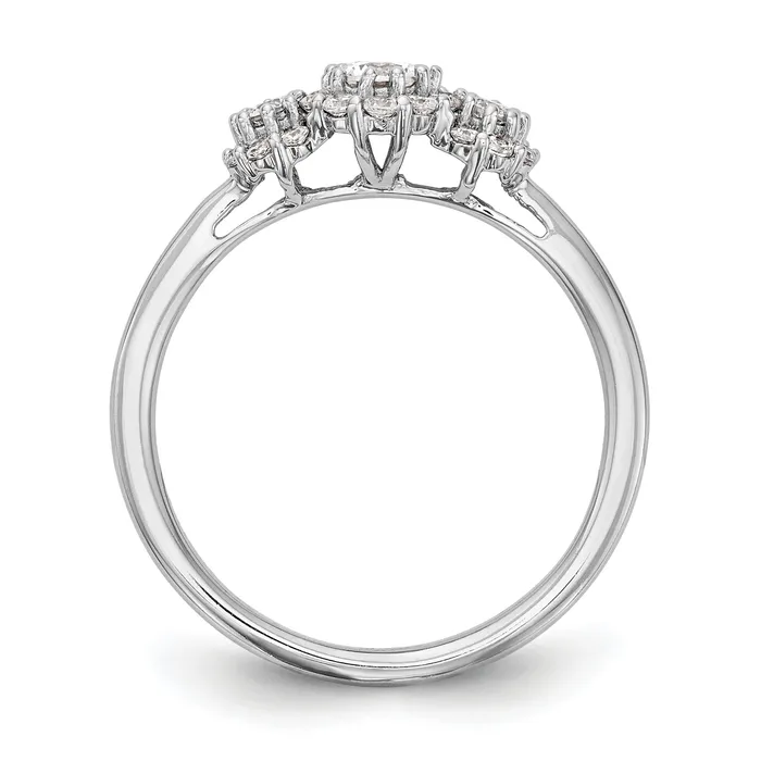 Goldia 020ct CZ Solid Real 14K White Gold 3Stone Engagement Ring Rings