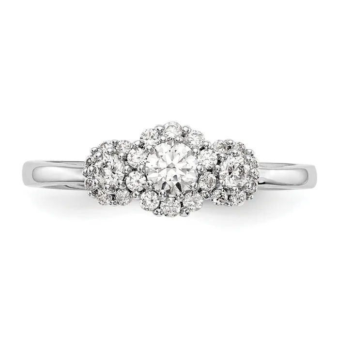 Goldia 020ct CZ Solid Real 14K White Gold 3Stone Engagement Ring Rings