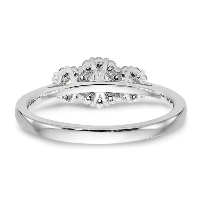 Goldia 020ct CZ Solid Real 14K White Gold 3Stone Engagement Ring Rings