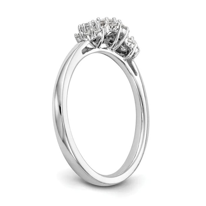 Goldia 020ct CZ Solid Real 14K White Gold 3Stone Engagement Ring Rings