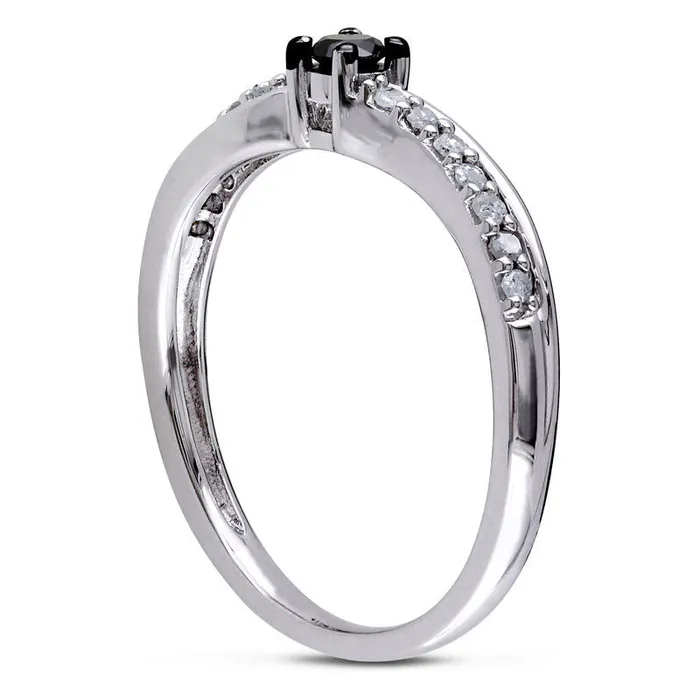 Goldia 025 CT TW Enhanced Black and White Natural Diamond Split Shank Promise Ring in Sterling Silver Rings Goldia 025 CT TW Enhanced Black and White Natural Diamond Split Shank Promise Ring in Sterling Silver Rings