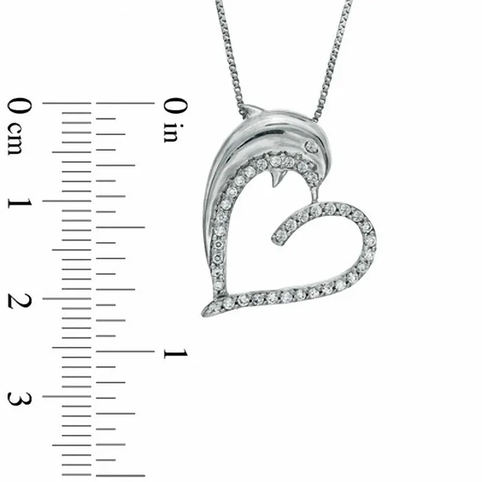 Goldia 025 CT TW Natural Diamond Dolphin Heart Pendant in Sterling Silver Necklaces Goldia 025 CT TW Natural Diamond Dolphin Heart Pendant in Sterling Silver Necklaces