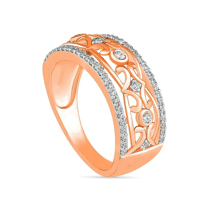 Goldia 033 CT TW Natural Diamond Ornate Ring in Solid 10K Rose Gold Rings Goldia 033 CT TW Natural Diamond Ornate Ring in Solid 10K Rose Gold Rings