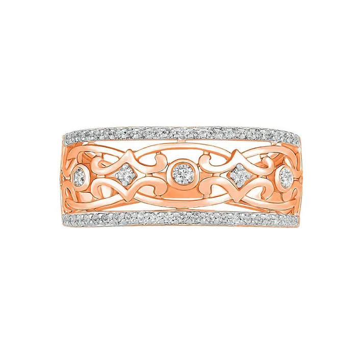 Goldia 033 CT TW Natural Diamond Ornate Ring in Solid 10K Rose Gold Rings Goldia 033 CT TW Natural Diamond Ornate Ring in Solid 10K Rose Gold Rings