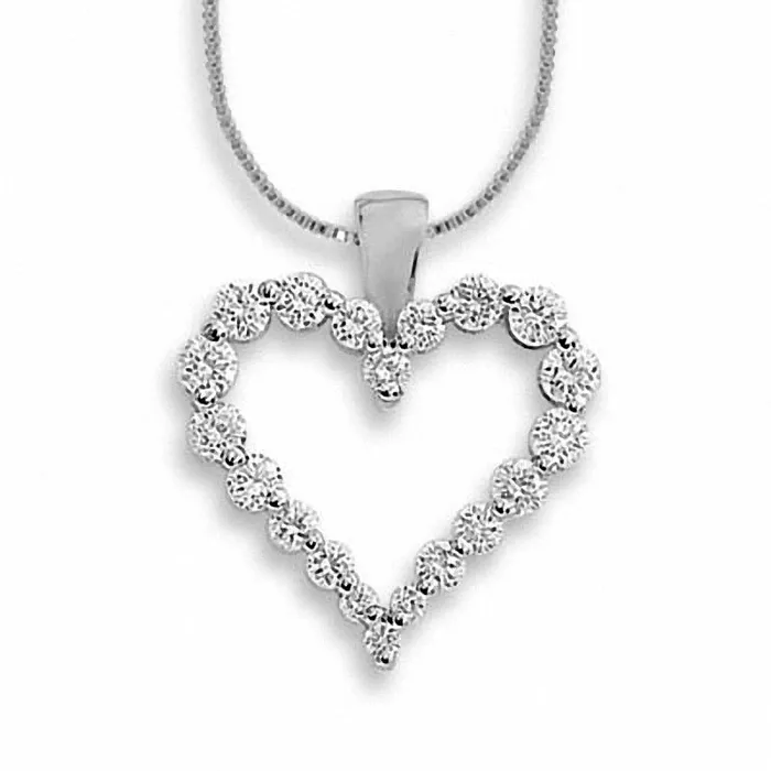 Goldia 05 CT TW Certified Colorless Natural Diamond Heart Pendant in 14K White Gold Necklaces Goldia 05 CT TW Certified Colorless Natural Diamond Heart Pendant in 14K White Gold Necklaces