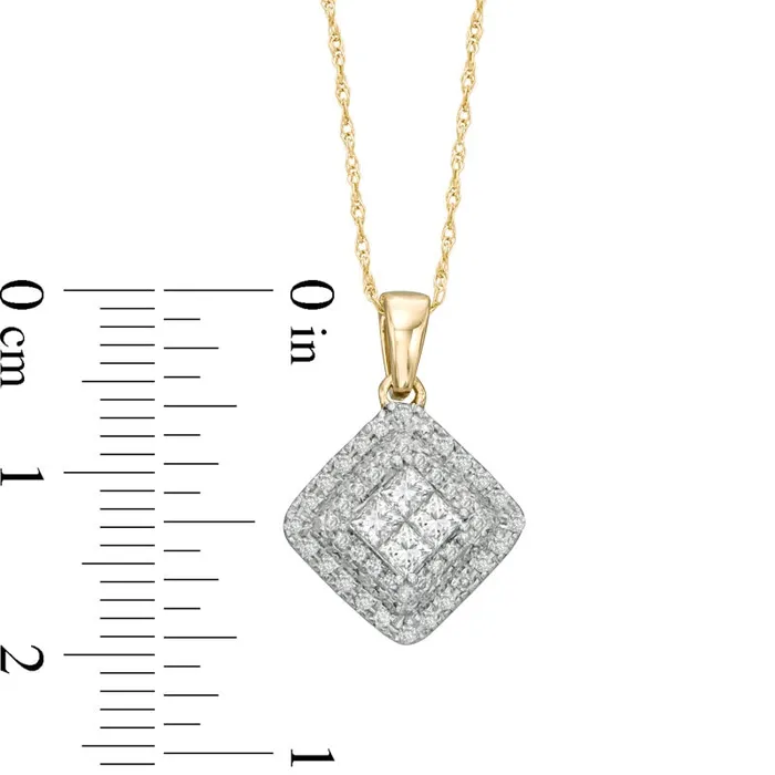 Goldia 05 CT TW Natural Diamond Square Composite Pendant in 10K Yellow Gold Necklaces Goldia 05 CT TW Natural Diamond Square Composite Pendant in 10K Yellow Gold Necklaces