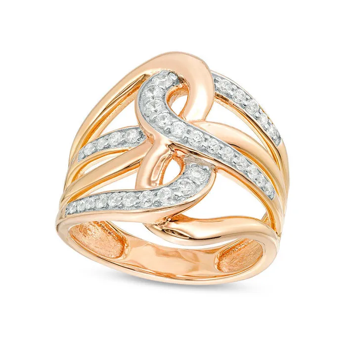 Goldia 050 CT TW Natural Diamond Interlocking Loops Ring in Solid 10K Rose Gold Rings Goldia 050 CT TW Natural Diamond Interlocking Loops Ring in Solid 10K Rose Gold Rings