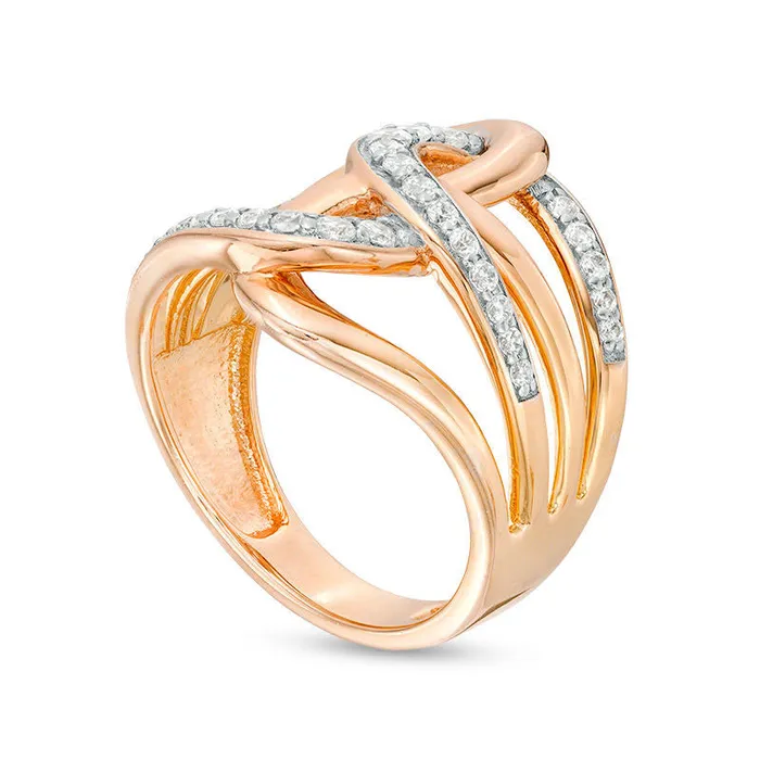 Goldia 050 CT TW Natural Diamond Interlocking Loops Ring in Solid 10K Rose Gold Rings Goldia 050 CT TW Natural Diamond Interlocking Loops Ring in Solid 10K Rose Gold Rings