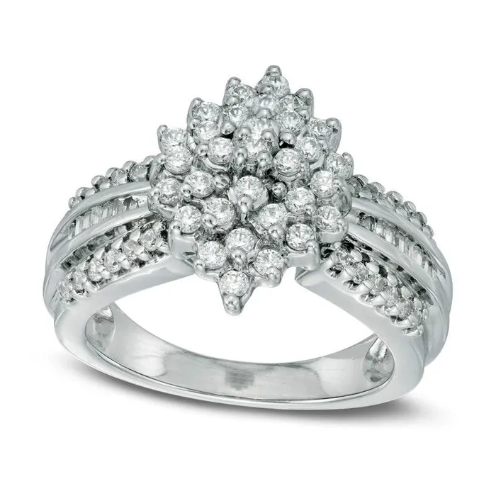Goldia 050 CT TW Natural Diamond Marquise Cluster Ring in Sterling Silver Rings Goldia 050 CT TW Natural Diamond Marquise Cluster Ring in Sterling Silver Rings