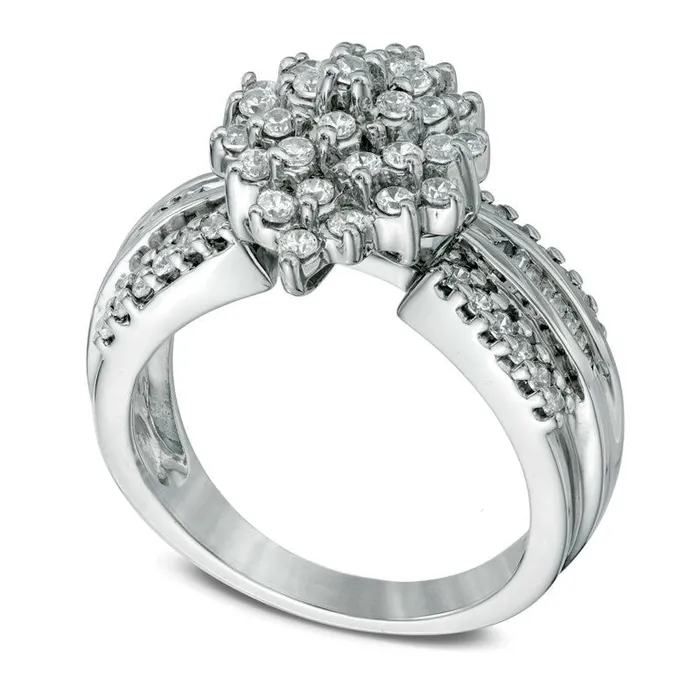 Goldia 050 CT TW Natural Diamond Marquise Cluster Ring in Sterling Silver Rings Goldia 050 CT TW Natural Diamond Marquise Cluster Ring in Sterling Silver Rings