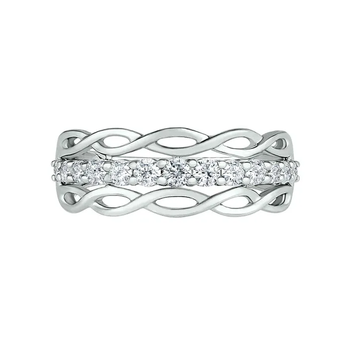 Goldia 050 CT TW Natural Diamond Scallop Shank Ring in Solid 10K White Gold Rings Goldia 050 CT TW Natural Diamond Scallop Shank Ring in Solid 10K White Gold Rings
