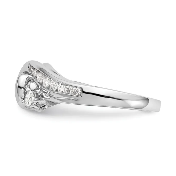 Goldia 075ct CZ Solid Real 14k White Gold Bezel ByPass Engagement Ring Rings