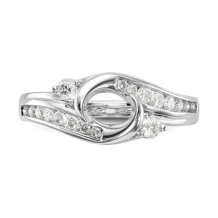 Goldia 075ct CZ Solid Real 14k White Gold Bezel ByPass Engagement Ring Rings