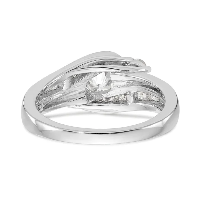 Goldia 075ct CZ Solid Real 14k White Gold Bezel ByPass Engagement Ring Rings