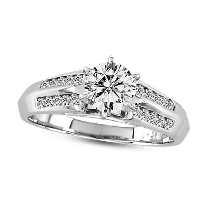 Goldia 10 CT TW Natural Diamond Engagement Ring in Solid 14K White Gold Rings Goldia 10 CT TW Natural Diamond Engagement Ring in Solid 14K White Gold Rings