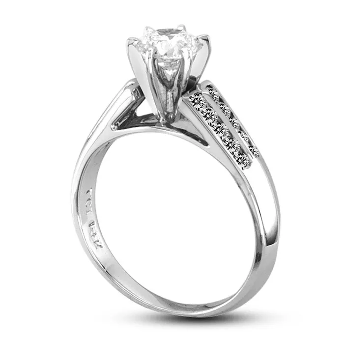Goldia 10 CT TW Natural Diamond Engagement Ring in Solid 14K White Gold Rings Goldia 10 CT TW Natural Diamond Engagement Ring in Solid 14K White Gold Rings