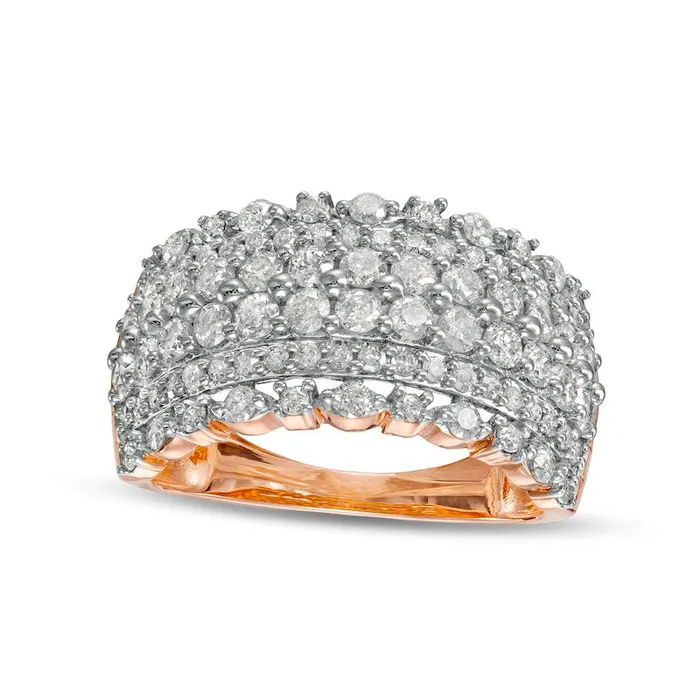 Goldia 15 CT TW Natural Diamond MultiRow Anniversary Band in Solid 10K Rose Gold Rings Goldia 15 CT TW Natural Diamond MultiRow Anniversary Band in Solid 10K Rose Gold Rings