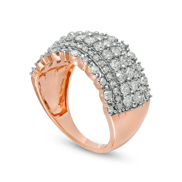 Goldia 15 CT TW Natural Diamond MultiRow Anniversary Band in Solid 10K Rose Gold Rings Goldia 15 CT TW Natural Diamond MultiRow Anniversary Band in Solid 10K Rose Gold Rings