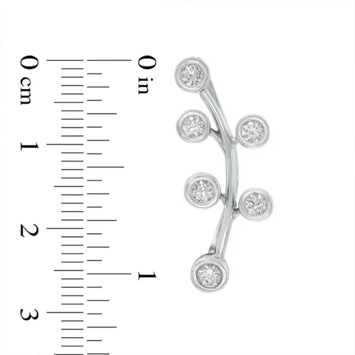 Goldia 1 CT TW Diamond BezelSet Branch Crawler Earrings in 10K White Gold Earrings Goldia 1 CT TW Diamond BezelSet Branch Crawler Earrings in 10K White Gold Earrings