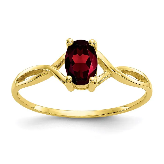 Goldia 10K Yellow Gold Polished Geniune Garnet Birthstone Ring Rings
