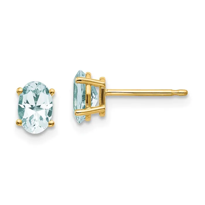 Goldia 14k 6x4 Oval MarchAquamarine Post Earrings Earrings