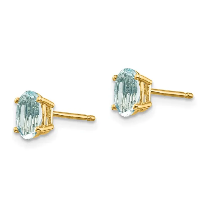 Goldia 14k 6x4 Oval MarchAquamarine Post Earrings Earrings