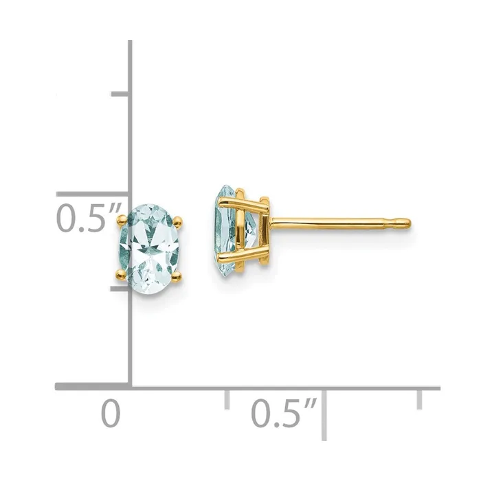 Goldia 14k 6x4 Oval MarchAquamarine Post Earrings Earrings