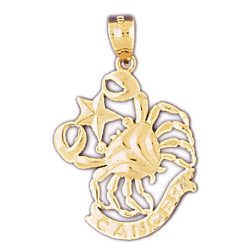 Goldia 14K Gold 20MM Zodiac Cancer Pendant PreStyled Sets