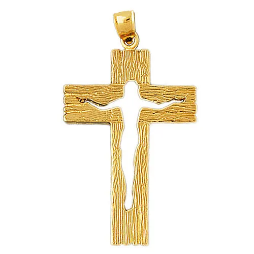 Goldia 14K Gold Cross with Open Jesus Body Pendant Necklaces