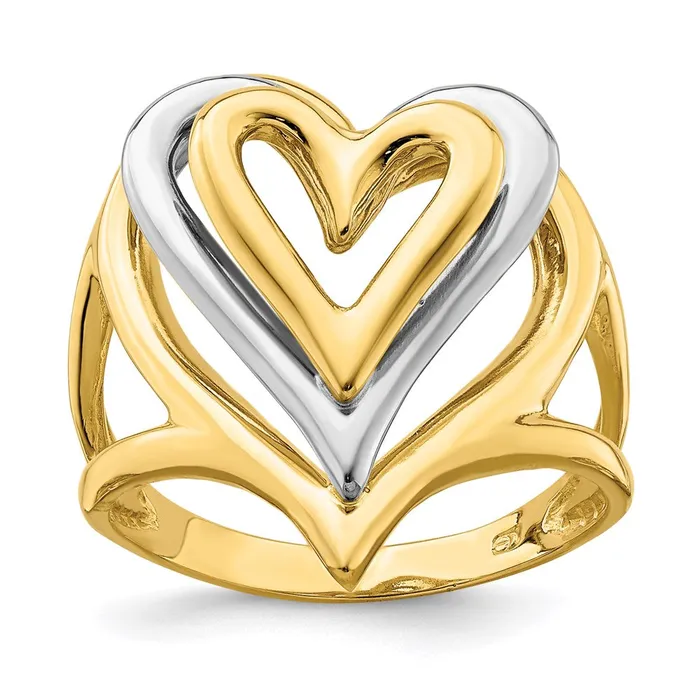 Goldia 14K TwoTone Gold Triple Stacked Heart Ring Rings