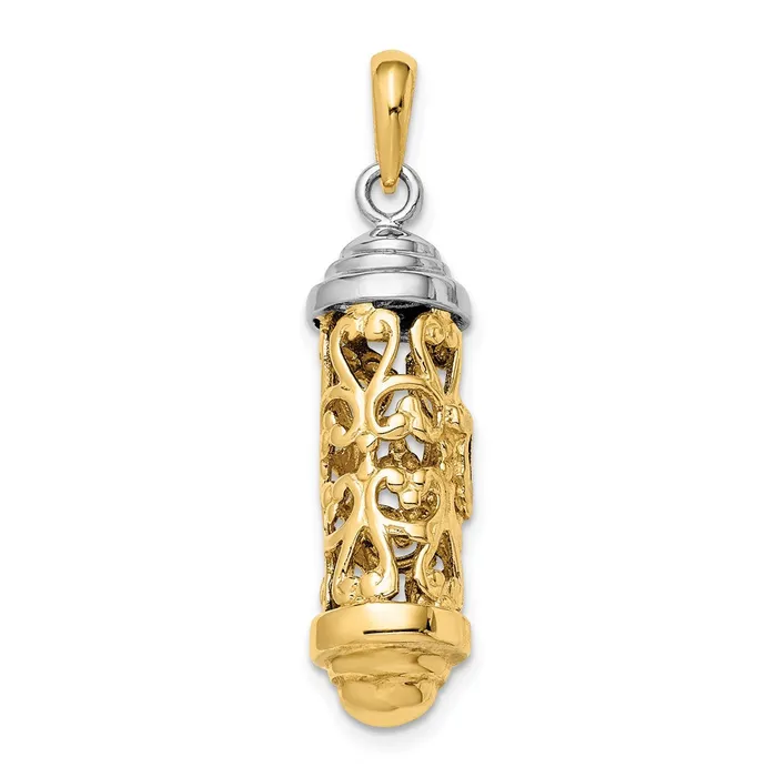Goldia 14k Twotone Gold Twotone Gold 3D Mezuzah Pendant Rings