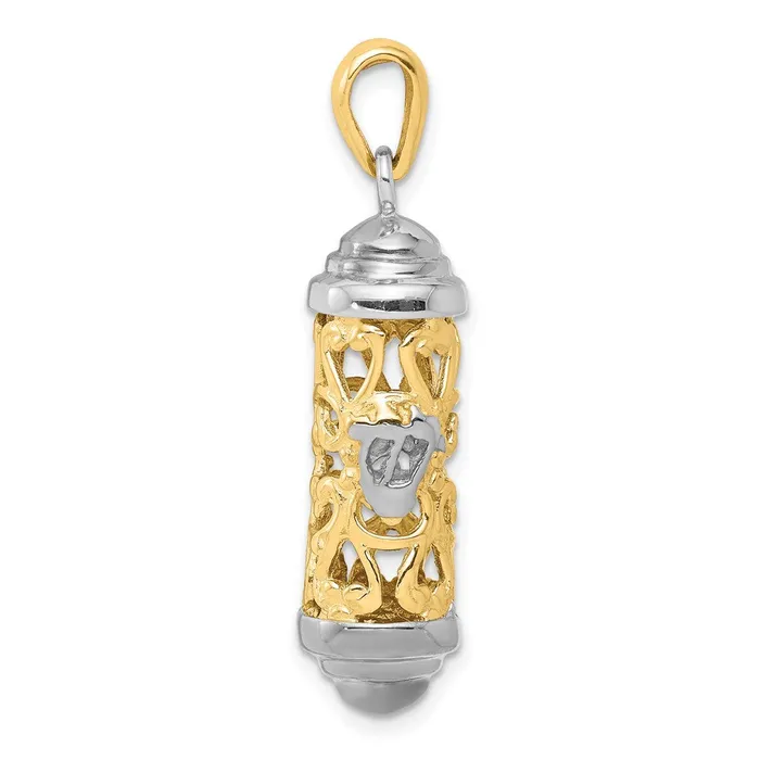 Goldia 14k Twotone Gold Twotone Gold 3D Mezuzah Pendant Rings