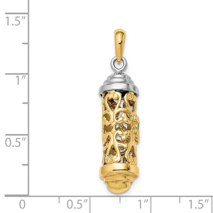 Goldia 14k Twotone Gold Twotone Gold 3D Mezuzah Pendant Rings