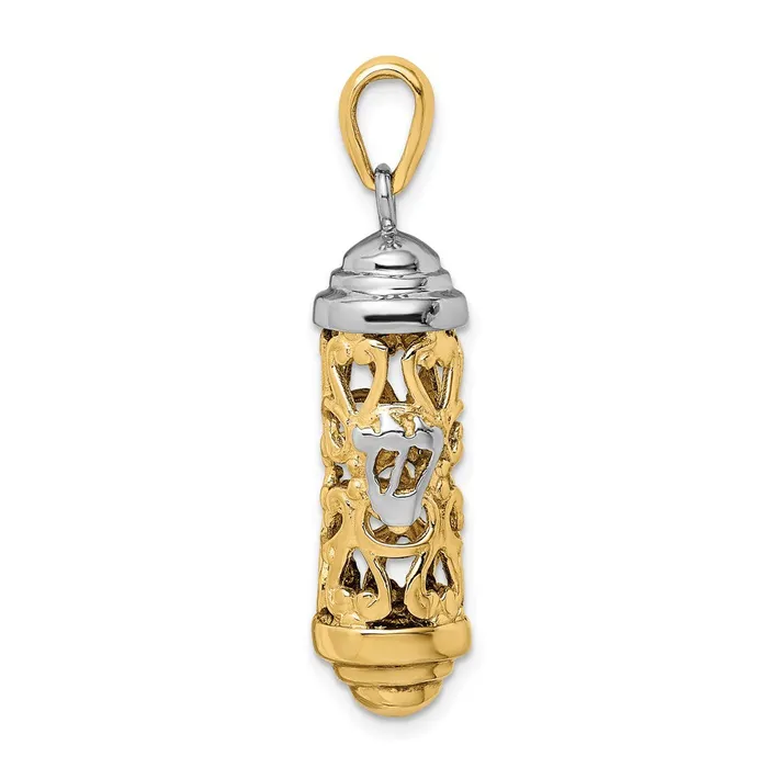 Goldia 14k Twotone Gold Twotone Gold 3D Mezuzah Pendant Rings