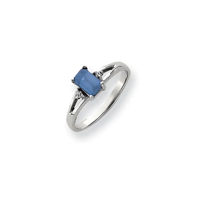 Goldia 14k White Gold 6x4mm Emerald Cut Tsavorite AAA Diamond ring Rings