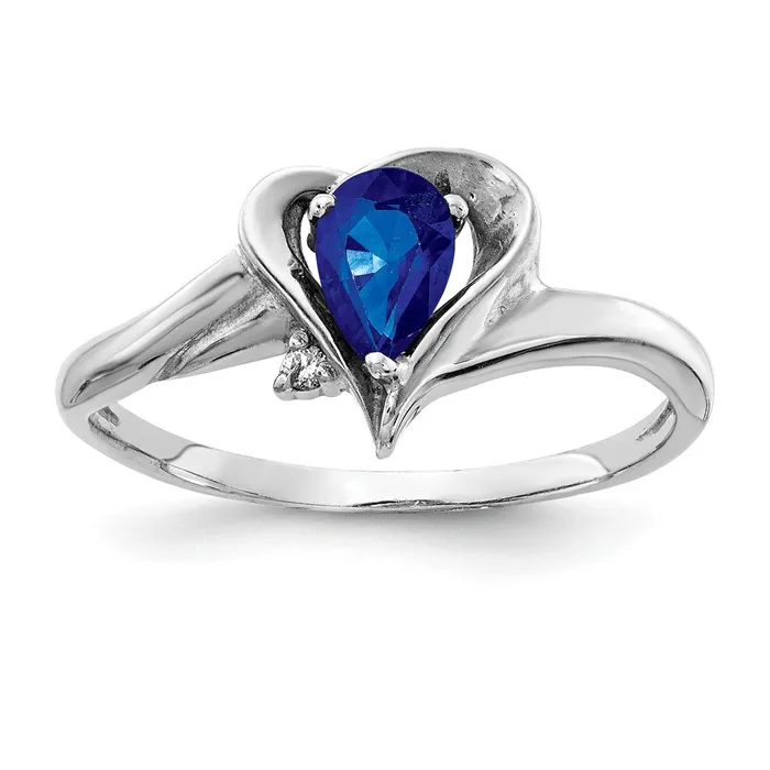 Goldia 14k White Gold 6x4mm Pear Sapphire AA Diamond ring Rings