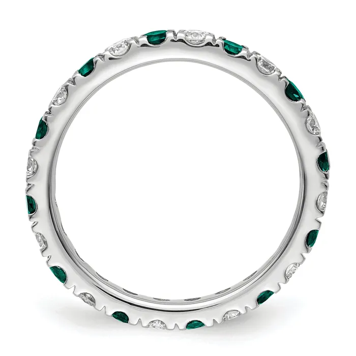 Goldia 14k White Gold 78 Ct Lab Grown Diamond VSSI G and Lab Created Alexandrite Eternity Band Ring Rings