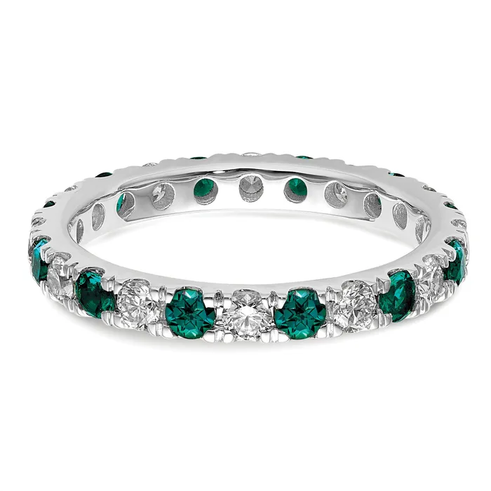 Goldia 14k White Gold 78 Ct Lab Grown Diamond VSSI G and Lab Created Alexandrite Eternity Band Ring Rings