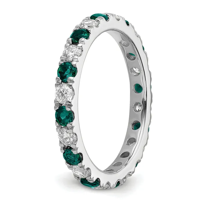Goldia 14k White Gold 78 Ct Lab Grown Diamond VSSI G and Lab Created Alexandrite Eternity Band Ring Rings