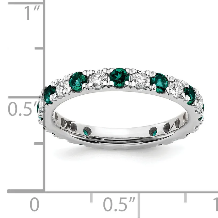 Goldia 14k White Gold 78 Ct Lab Grown Diamond VSSI G and Lab Created Alexandrite Eternity Band Ring Rings