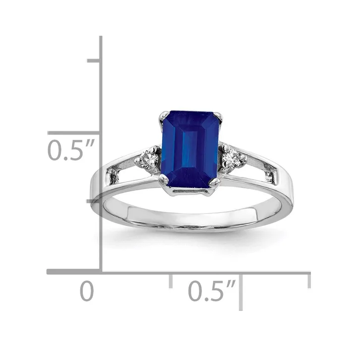 Goldia 14k White Gold 7x5mm Emerald Cut Sapphire VS Diamond ring Rings